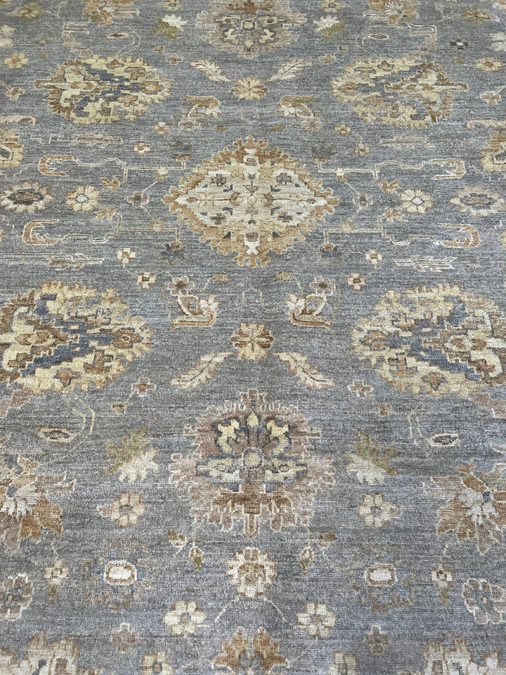 9X12 GRAY TURKISH OUSHAK HAND KNOTTED RUG-San Francisco Rugs--San Francisco Rugs