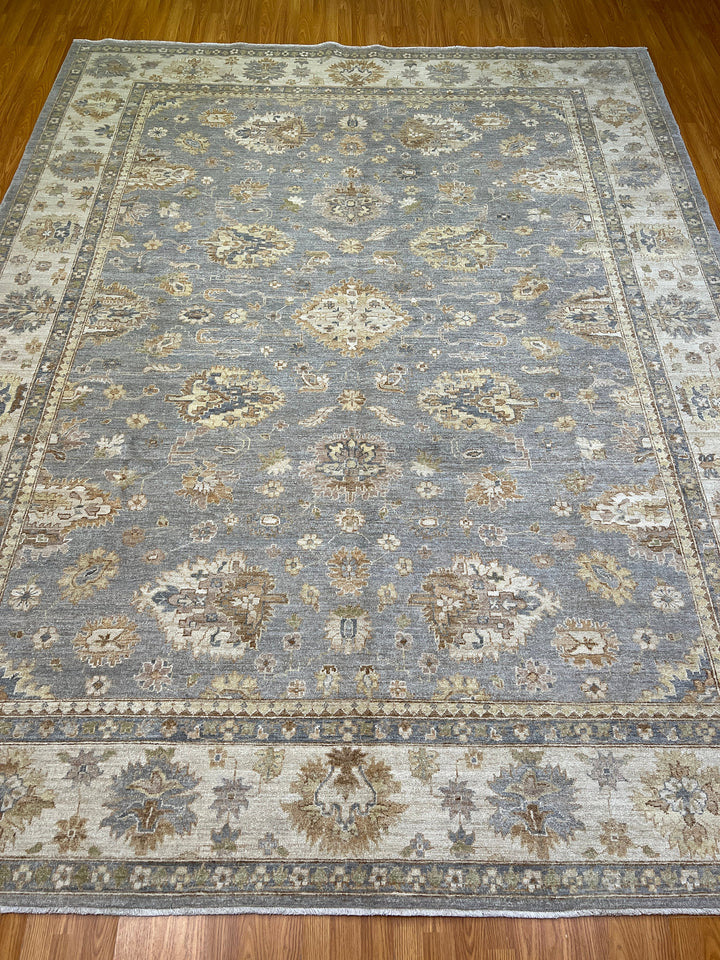 9X12 GRAY TURKISH OUSHAK HAND KNOTTED RUG-San Francisco Rugs--San Francisco Rugs