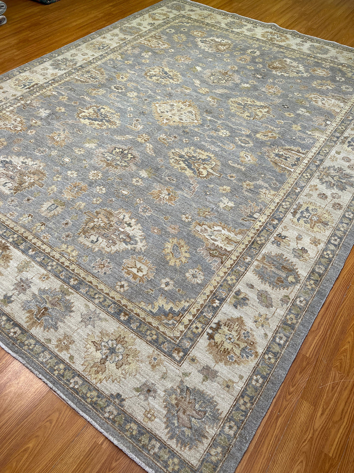 9X12 GRAY TURKISH OUSHAK HAND KNOTTED RUG-San Francisco Rugs--San Francisco Rugs
