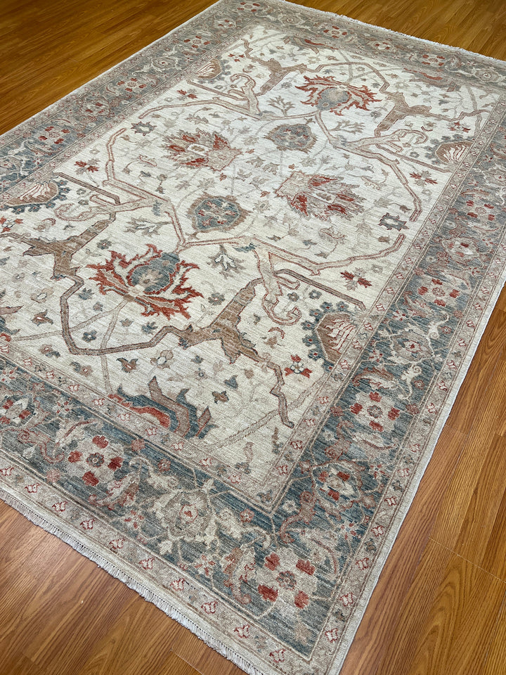 7X10 BEIGE BIJAR DESIGN HAND KNOTTED AFGHAN RUG-San Francisco Rugs--San Francisco Rugs