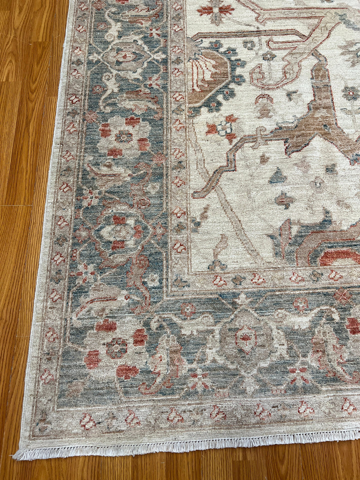 7X10 BEIGE BIJAR DESIGN HAND KNOTTED AFGHAN RUG-San Francisco Rugs--San Francisco Rugs