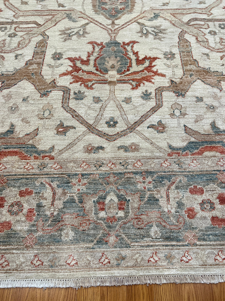 7X10 BEIGE BIJAR DESIGN HAND KNOTTED AFGHAN RUG-San Francisco Rugs--San Francisco Rugs