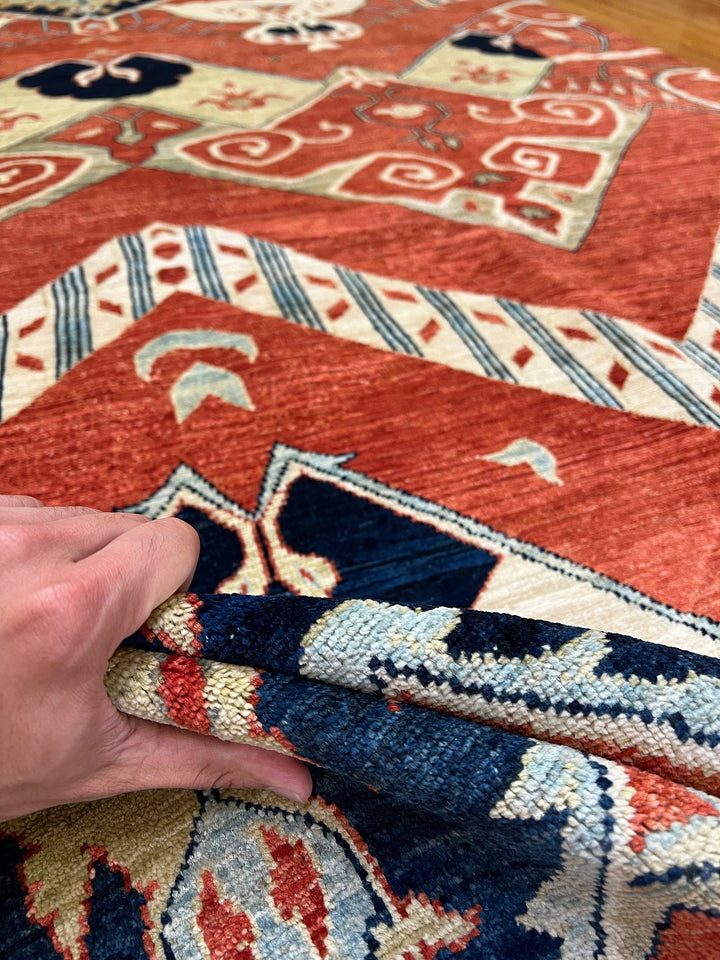 Red 6'4X9'8Ft Hand Knotted Afghan Rug - Tribal Area Rug - Natural Dye Wool Rug - 6x10 Bedroom Rug - Living Room Rug - Dining Room Rug-San Francisco Rugs--San Francisco Rugs