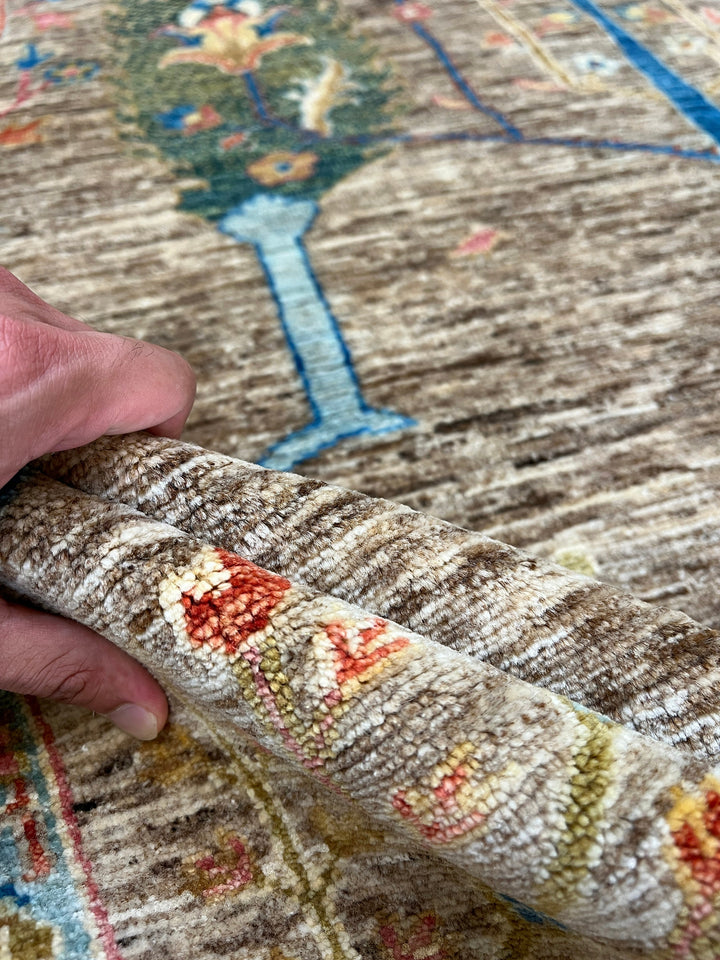 8X10 BROWN CYPRESS TREE HAND KNOTTED AFGHAN RUG-San Francisco Rugs--San Francisco Rugs