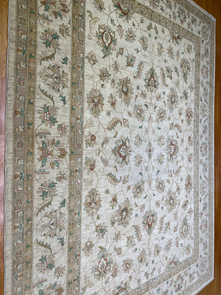 9x12 BEIGE FLORAL MAHAL DESIGN HAND KNOTTED RUG-San Francisco Rugs--San Francisco Rugs