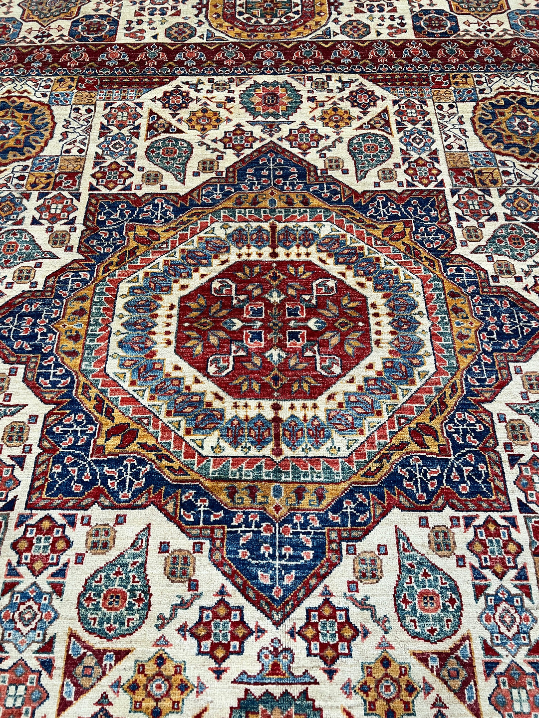 8X10 RED BEIGE MEDALLION HAND KNOTTED MAMLUK RUG-San Francisco Rugs--San Francisco Rugs