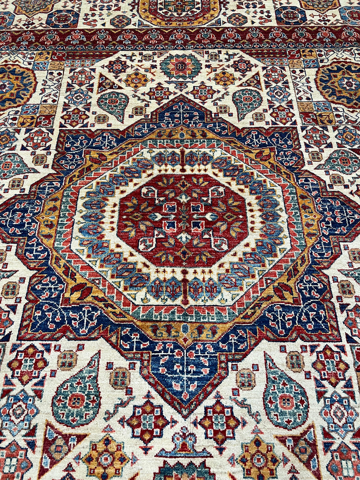 8X10 RED BEIGE MEDALLION HAND KNOTTED MAMLUK RUG-San Francisco Rugs--San Francisco Rugs