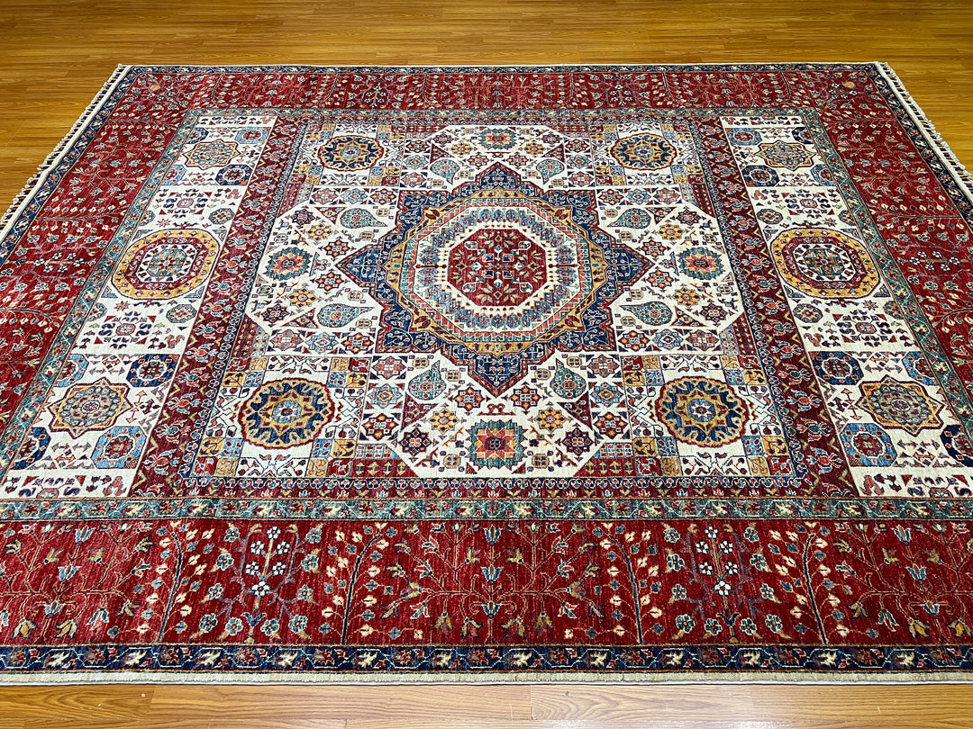 8X10 RED BEIGE MEDALLION HAND KNOTTED MAMLUK RUG-San Francisco Rugs--San Francisco Rugs
