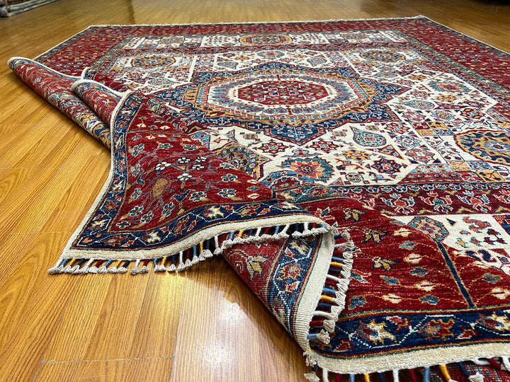 8X10 RED BEIGE MEDALLION HAND KNOTTED MAMLUK RUG-San Francisco Rugs--San Francisco Rugs
