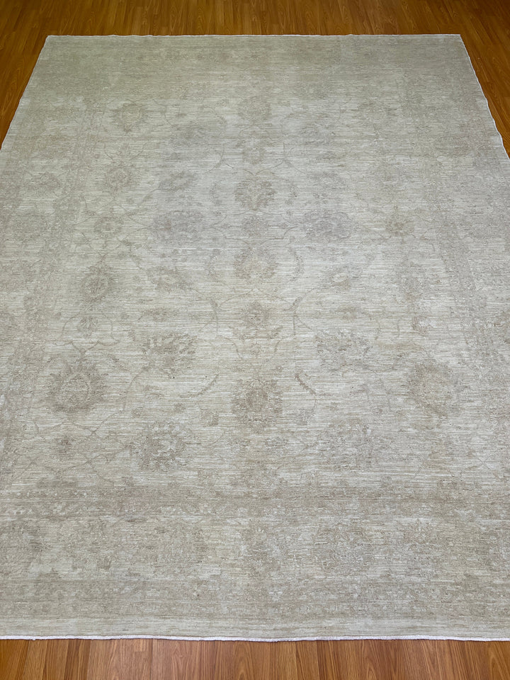 9X12 BEIGE VINTAGE HAND KNOTTED AFGHAN RUG-San Francisco Rugs--San Francisco Rugs