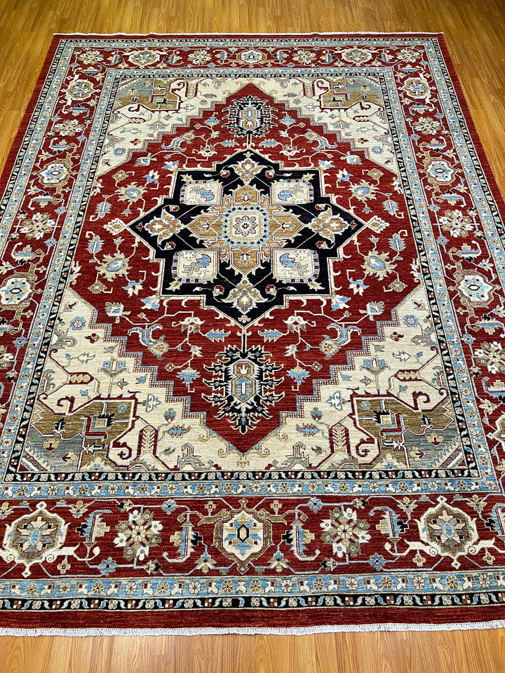 9X12 RED BEIGE SERAPI DESIGN HAND KNOTTED RUG-San Francisco Rugs--San Francisco Rugs
