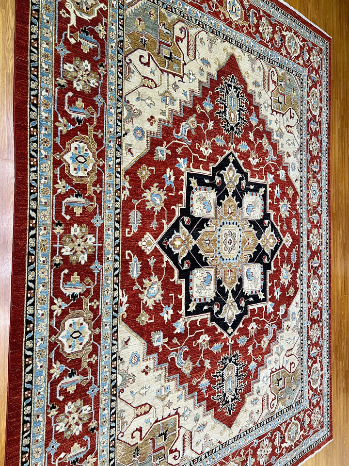 9X12 RED BEIGE SERAPI DESIGN HAND KNOTTED RUG-San Francisco Rugs--San Francisco Rugs