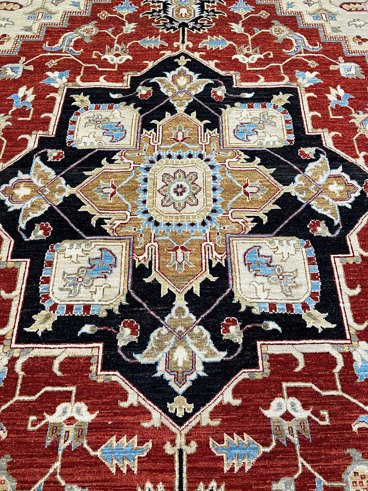 9X12 RED BEIGE SERAPI DESIGN HAND KNOTTED RUG-San Francisco Rugs--San Francisco Rugs
