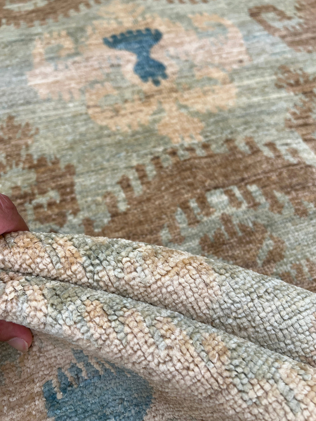 8x10 BROWN GREEN HAND KNOTTED AFGHAN RUG-San Francisco Rugs--San Francisco Rugs