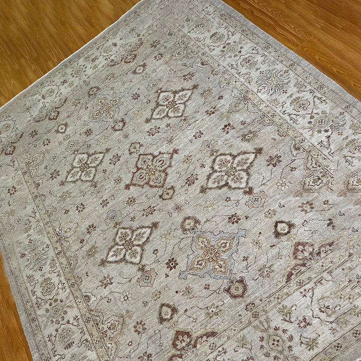 Beige Gray 8x10 Ft Hand Knotted Wool Rug - Vintage Afghan Rug - Light Colored Rugs - Area Rug For Office - Bedroom Rug - Living Room Rugs-San Francisco Rugs--San Francisco Rugs