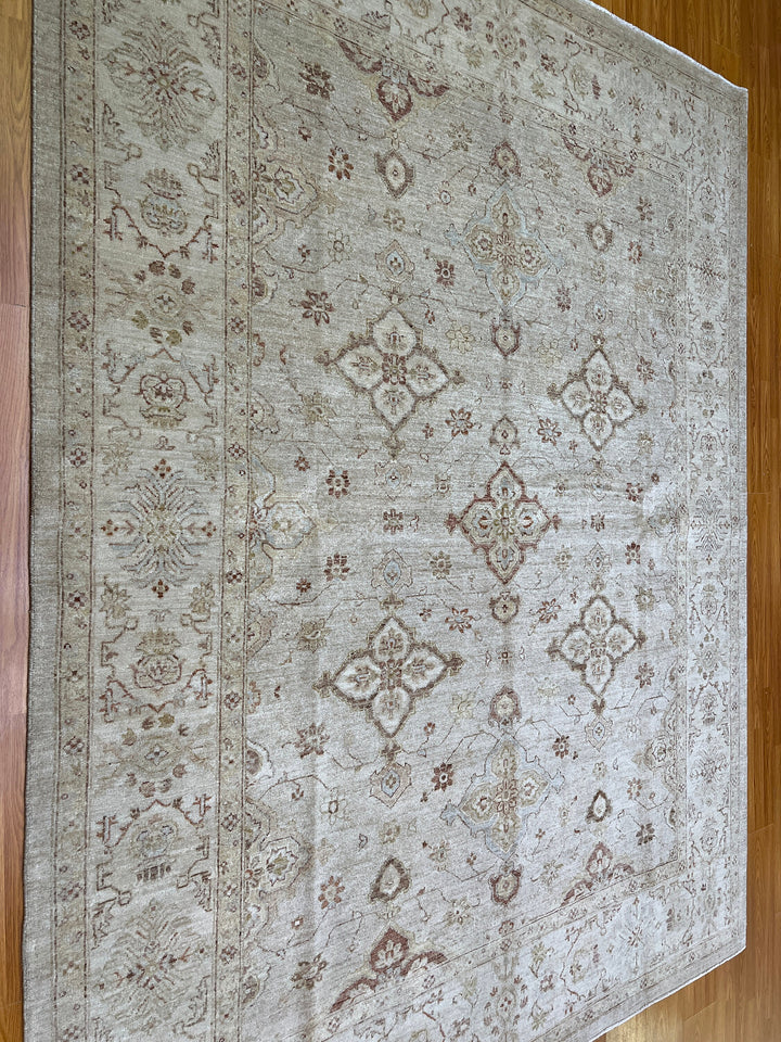 Beige Gray 8x10 Ft Hand Knotted Wool Rug - Vintage Afghan Rug - Light Colored Rugs - Area Rug For Office - Bedroom Rug - Living Room Rugs-San Francisco Rugs--San Francisco Rugs