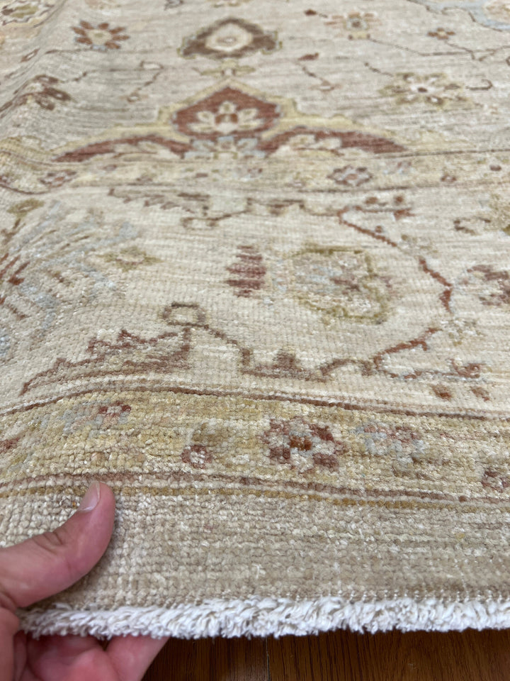 Beige Gray 8x10 Ft Hand Knotted Wool Rug - Vintage Afghan Rug - Light Colored Rugs - Area Rug For Office - Bedroom Rug - Living Room Rugs-San Francisco Rugs--San Francisco Rugs