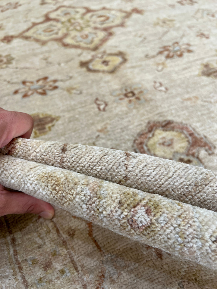Beige Gray 8x10 Ft Hand Knotted Wool Rug - Vintage Afghan Rug - Light Colored Rugs - Area Rug For Office - Bedroom Rug - Living Room Rugs-San Francisco Rugs--San Francisco Rugs