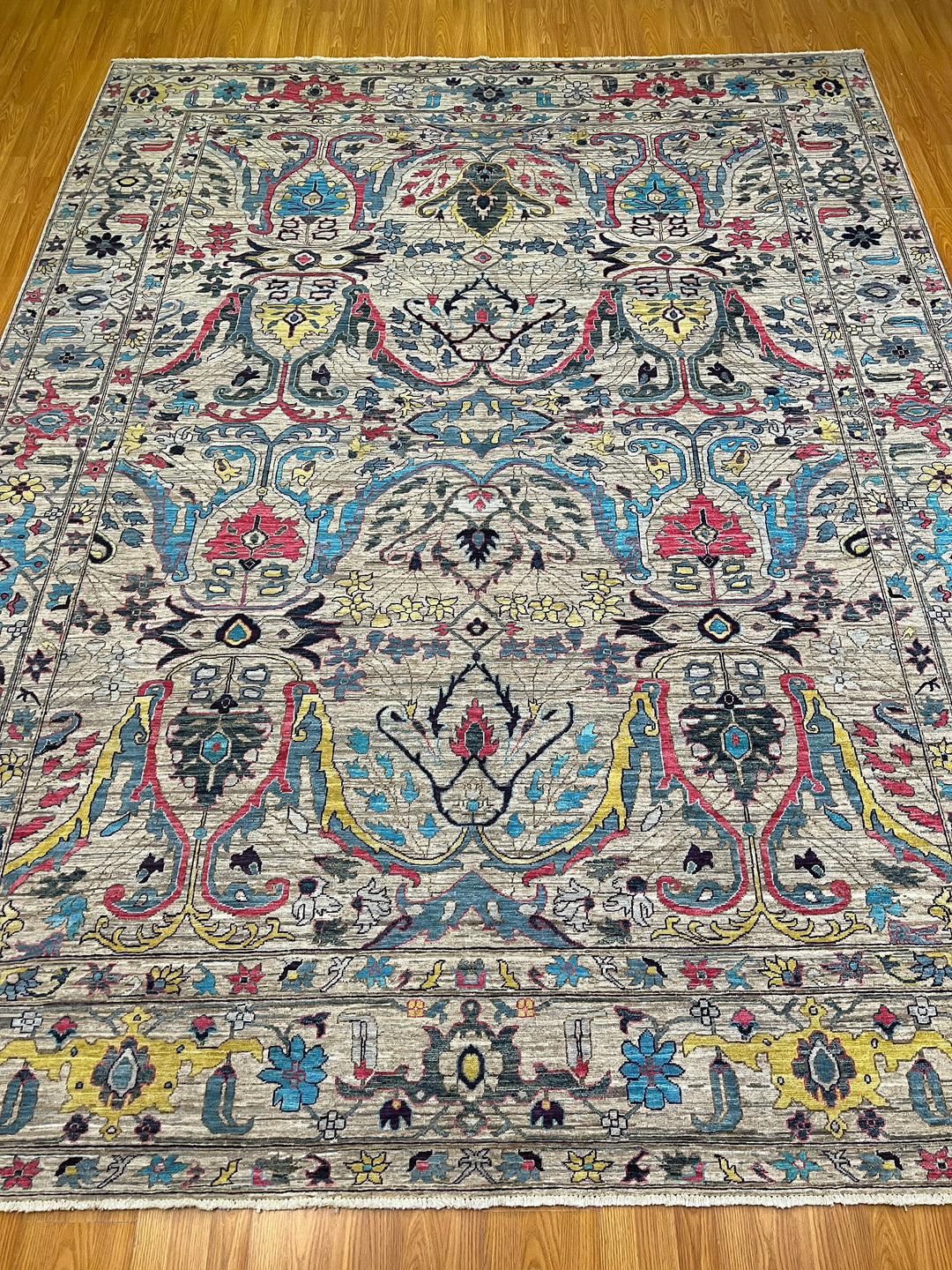 9X12 GRAY PASTEL BIJAR HAND KNOTTED AFGHAN RUG-San Francisco Rugs--San Francisco Rugs