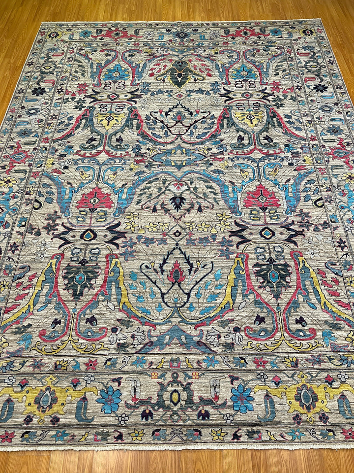 9X12 GRAY PASTEL BIJAR HAND KNOTTED AFGHAN RUG-San Francisco Rugs--San Francisco Rugs