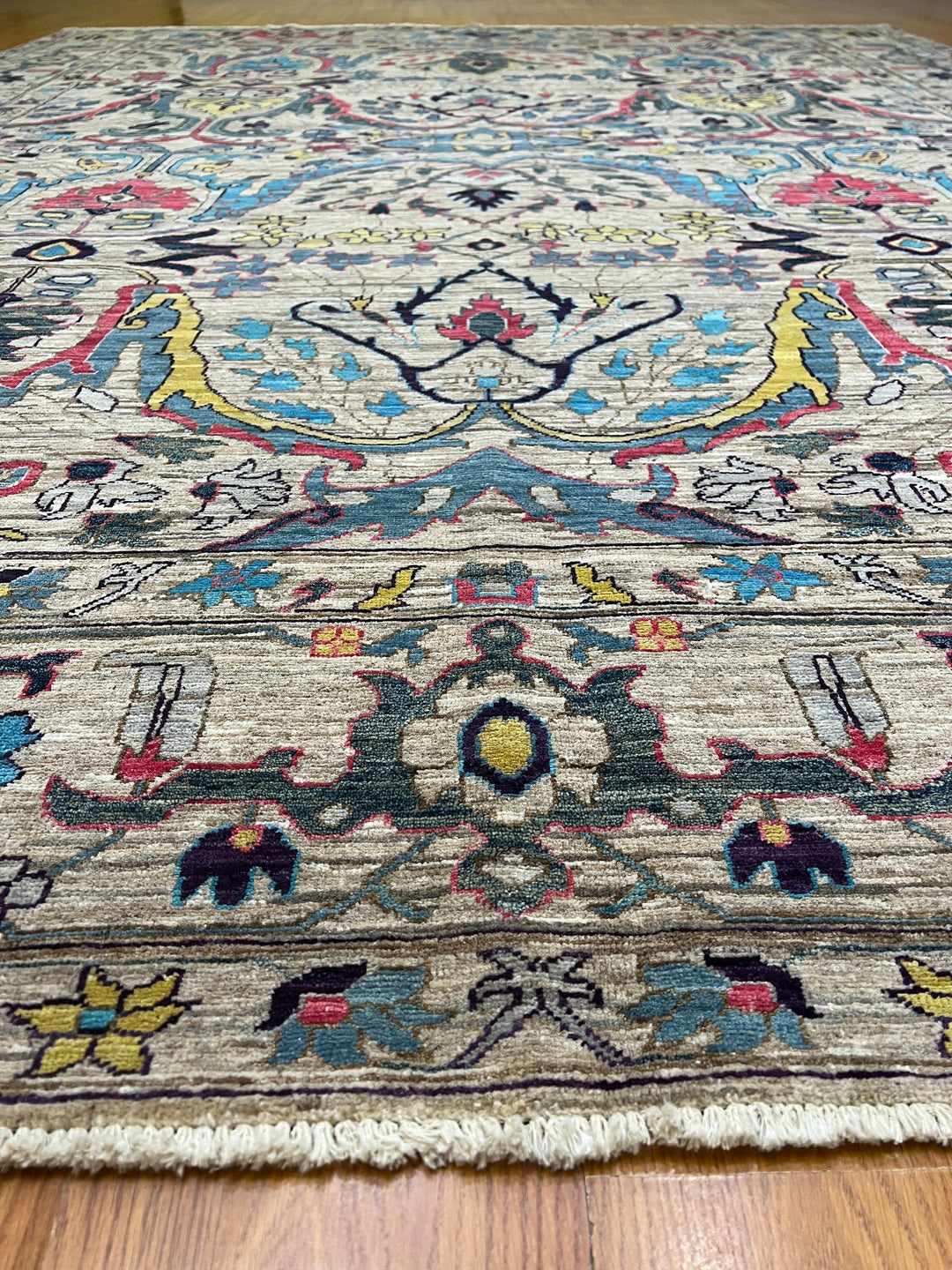 9X12 GRAY PASTEL BIJAR HAND KNOTTED AFGHAN RUG-San Francisco Rugs--San Francisco Rugs