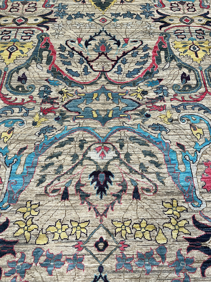 9X12 GRAY PASTEL BIJAR HAND KNOTTED AFGHAN RUG-San Francisco Rugs--San Francisco Rugs