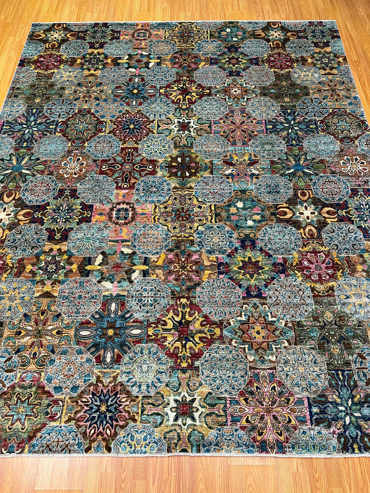 8X10 ABSTRACT FLORAL PATTERN MULTICOLOR HAND KNOTTED RUG-San Francisco Rugs--San Francisco Rugs
