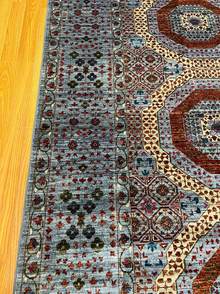 Gray-Brown 8x10 Ft Hand Knotted Rug - Handmade Mamluk Rug - Soft Wool Rug - 9x12 Bedroom Rug - Geometric Design Rug - Home Decor Rugs-San Francisco Rugs--San Francisco Rugs