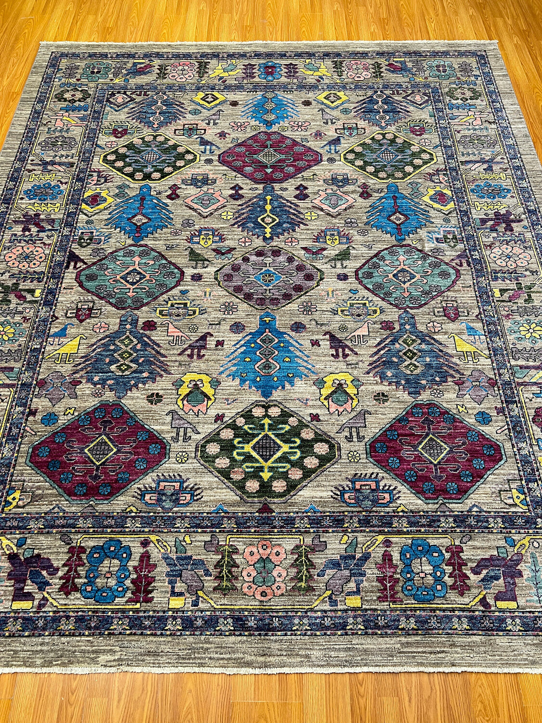 Gray 8x10 Ft Hand Knotted Wool Rug - Handmade Afghan Rug - Pastel Color Rugs - Home Decor Rugs - 8x10 Bedroom Rug - Living Room Rugs-San Francisco Rugs--San Francisco Rugs