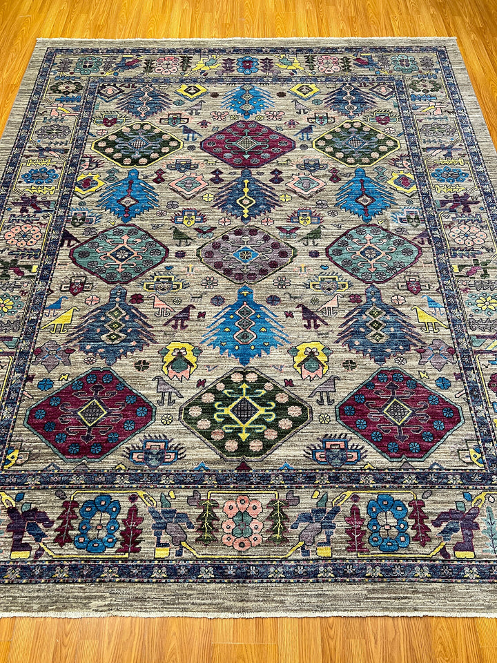 Gray 8x10 Ft Hand Knotted Wool Rug - Handmade Afghan Rug - Pastel Color Rugs - Home Decor Rugs - 8x10 Bedroom Rug - Living Room Rugs-San Francisco Rugs--San Francisco Rugs