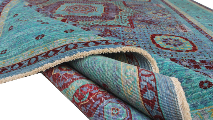 Turquoise 6x8 Ft Hand Knotted Mamluk Rug - Medallion Design Rug - Ottoman Mamluk Rug - High Quality Rug - Living Room Rug - Dining Room Rugs-San Francisco Rugs--San Francisco Rugs