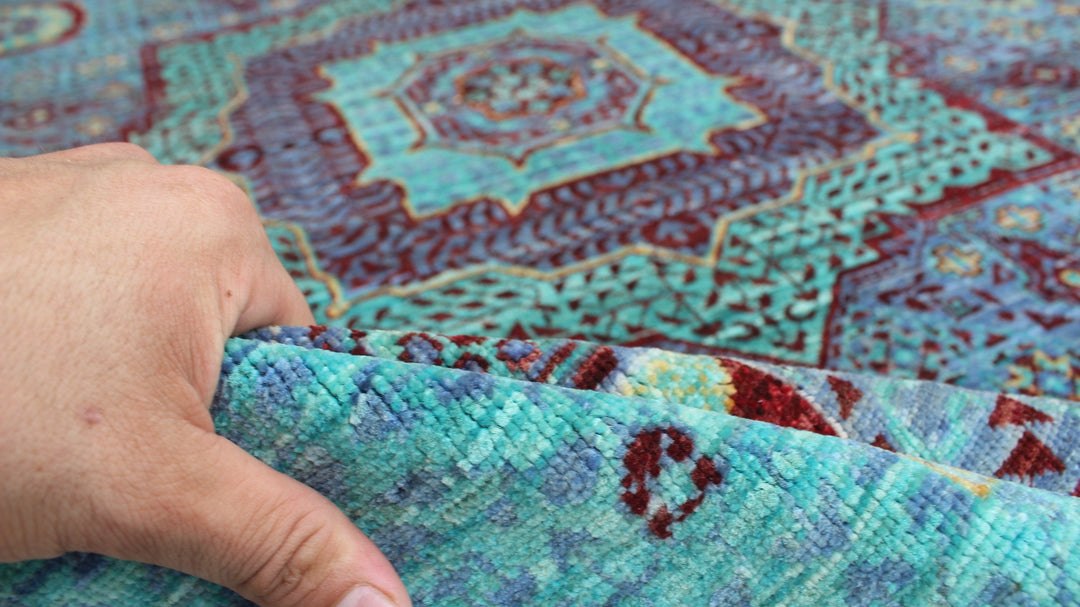 Turquoise 6x8 Ft Hand Knotted Mamluk Rug - Medallion Design Rug - Ottoman Mamluk Rug - High Quality Rug - Living Room Rug - Dining Room Rugs-San Francisco Rugs--San Francisco Rugs