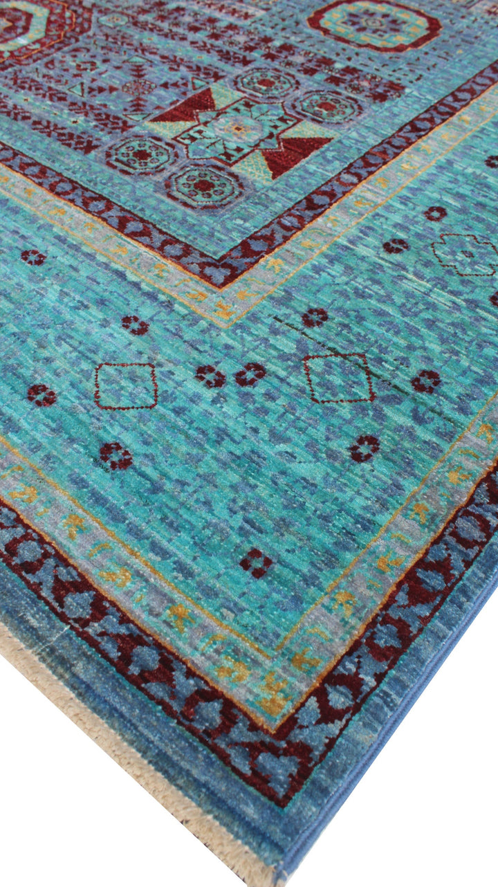 Turquoise 6x8 Ft Hand Knotted Mamluk Rug - Medallion Design Rug - Ottoman Mamluk Rug - High Quality Rug - Living Room Rug - Dining Room Rugs-San Francisco Rugs--San Francisco Rugs