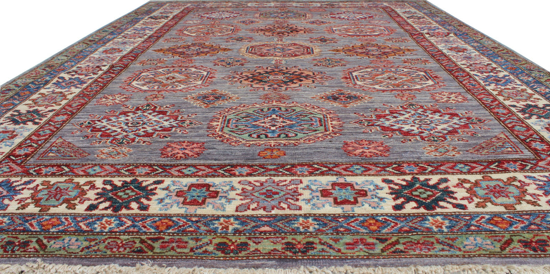 Gray-Red 5x7 Ft Tribal Afghan Rug - Hand Knotted Soft Wool Rug - Small Area Rug For Bedroom, Office, Living Room - Home Decor Rugs-San Francisco Rugs--San Francisco Rugs
