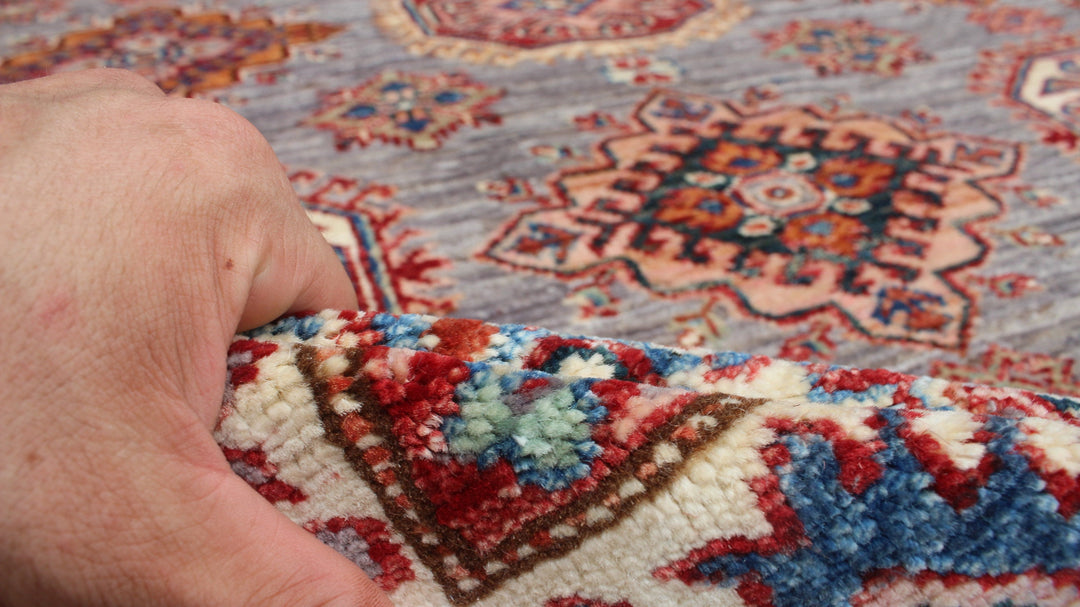 Gray-Red 5x7 Ft Tribal Afghan Rug - Hand Knotted Soft Wool Rug - Small Area Rug For Bedroom, Office, Living Room - Home Decor Rugs-San Francisco Rugs--San Francisco Rugs