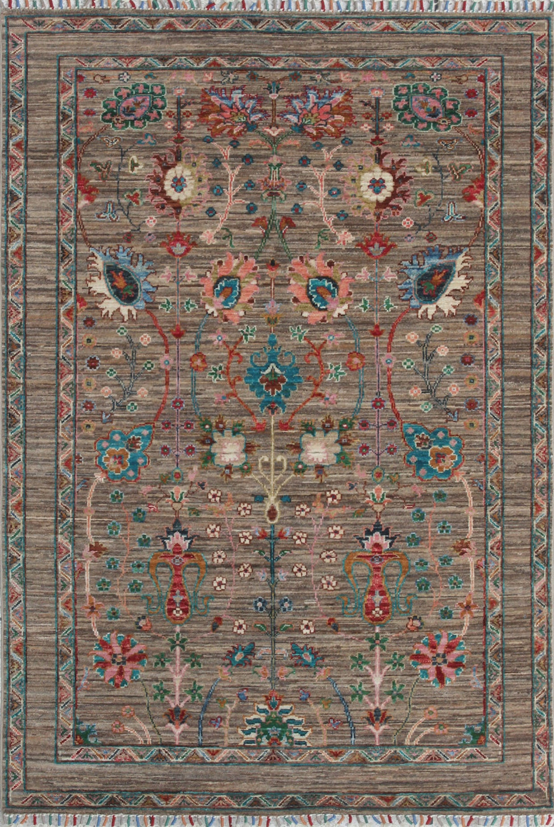 Natural Gray 4x6 ft Hand Knotted Rug - Exquisite Afghan Design Rug - Soft Plush Wool Rug - Small Entryway Rug - Kitchen Rug - Office Rug-San Francisco Rugs--San Francisco Rugs