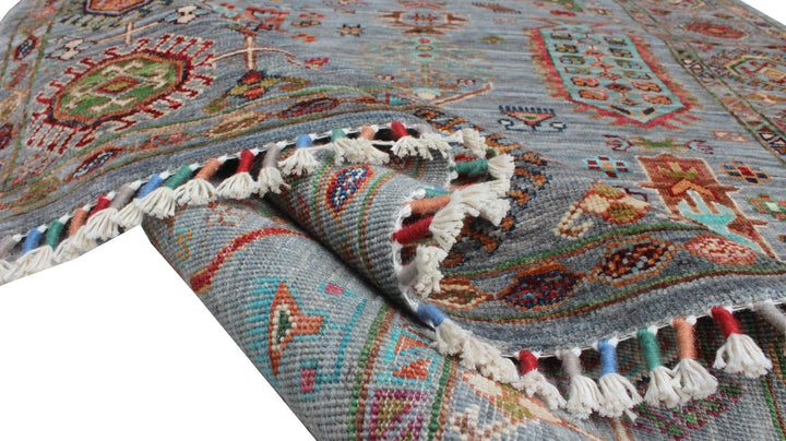 Gray 5x7 Ft Hand Knotted Wool Rug - Transitional Design Rug - Tribal Afghan Rug - 5x7 Bedroom Rug - Office Rug - Kids Room Rug - Home Decors-San Francisco Rugs--San Francisco Rugs