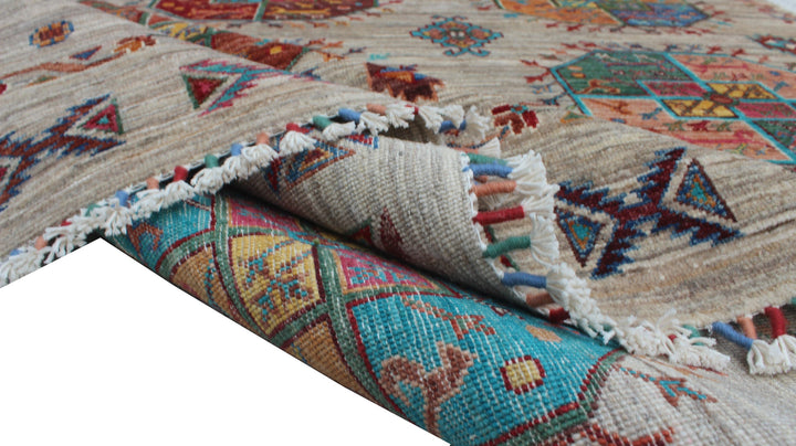 Gray 5'8x8'4 Ft Hand Knotted Wool Rug - Geometric Design Rug - Turkmen Ersari Rug - 6x8 Living Room Rug - Office Rug - Home Decor Rugs-San Francisco Rugs--San Francisco Rugs