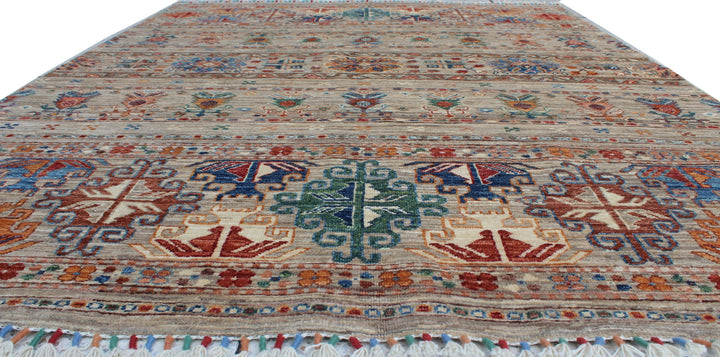 Tribal 5x7 Ft Hand Knotted Rug - Soft Plush Wool Rug - Gray Khoy Nomad Rug - Small Living Room Rug - Office Rug - Kids Room Rug-San Francisco Rugs--San Francisco Rugs
