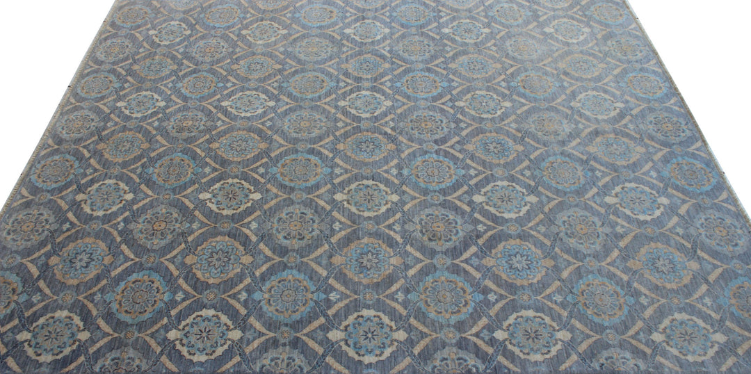 8x10 Ft Transitional Rug - Gray Blue Area Rug - Hand Knotted Wool Rug - Bedroom Rug - Dining Room Rug - Living Room Rug - Home Decor Rugs-San Francisco Rugs--San Francisco Rugs