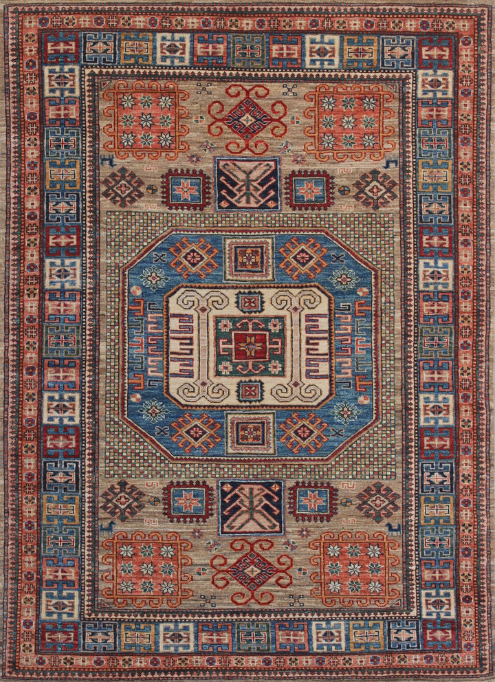 Gray 5x7 Ft Hand Knotted Tribal Rug - Medallion Design Rug - Natural Dye Wool Rug - Small 5x7 Area Rug For Dining Room, Living Room, Office-San Francisco Rugs--San Francisco Rugs