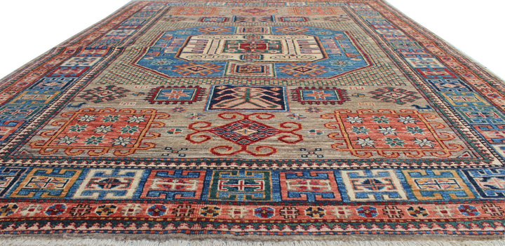 Gray 5x7 Ft Hand Knotted Tribal Rug - Medallion Design Rug - Natural Dye Wool Rug - Small 5x7 Area Rug For Dining Room, Living Room, Office-San Francisco Rugs--San Francisco Rugs