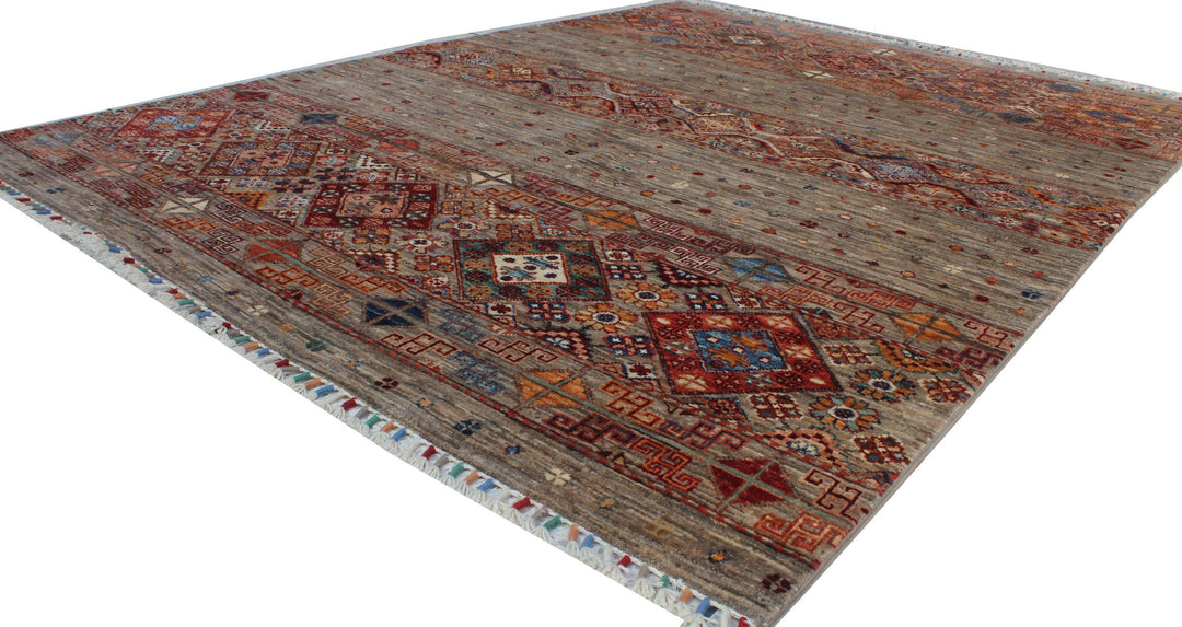 Gray 5x7 Ft Hand Knotted Rug - Khoy Nomad Design Rug - Afghan Tribal Rug - 5x7 Living Room, Dining Room, Office Rug - Interior Design Rug-San Francisco Rugs--San Francisco Rugs