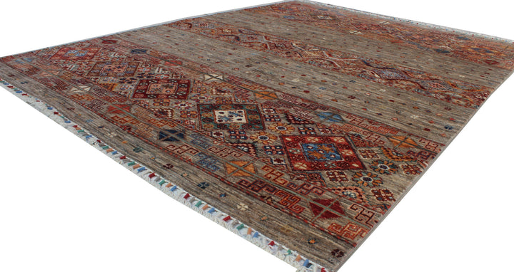 Gray 5x7 Ft Hand Knotted Rug - Khoy Nomad Design Rug - Afghan Tribal Rug - 5x7 Living Room, Dining Room, Office Rug - Interior Design Rug-San Francisco Rugs--San Francisco Rugs