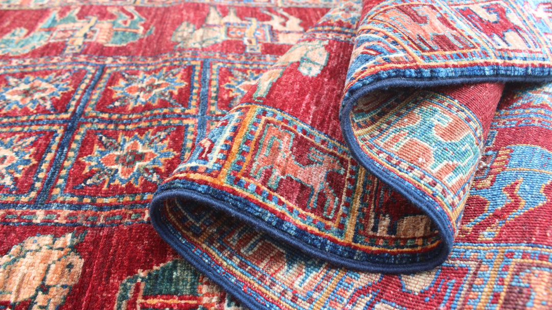 Red 3x10 Ft Hand Knotted Runner Rug - Tribal Pazyryk Runner - 10 Ft Hallway Runner Rug - 3x10 Kitchen Runner Rug - Interior Design Rug-San Francisco Rugs--San Francisco Rugs