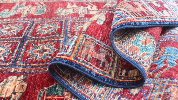 Red 3x10 Ft Hand Knotted Runner Rug - Tribal Pazyryk Runner - 10 Ft Hallway Runner Rug - 3x10 Kitchen Runner Rug - Interior Design Rug-San Francisco Rugs--San Francisco Rugs