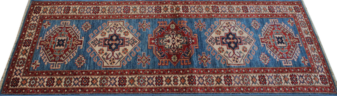 Blue 2'7x6'11 Ft Hand Knotted Runner Rug - Nomadic Shirvan Rug - Soft Wool Rug - Tribal Runner Rug - 3x7 Hallway Runner - Kitchen Runner Rug-San Francisco Rugs--San Francisco Rugs