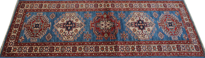 Blue 2'7x6'11 Ft Hand Knotted Runner Rug - Nomadic Shirvan Rug - Soft Wool Rug - Tribal Runner Rug - 3x7 Hallway Runner - Kitchen Runner Rug-San Francisco Rugs--San Francisco Rugs