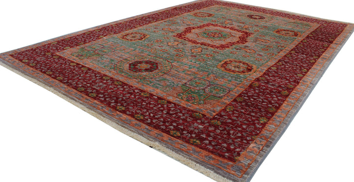 Green-Red 4x6 Ft Hand Knotted Wool Rug - Tribal Mamluk Rug - Medallion Rug - 4x6 Area Rug - Entryway Rug - Small Bedroom Rug - Office Rug-San Francisco Rugs--San Francisco Rugs