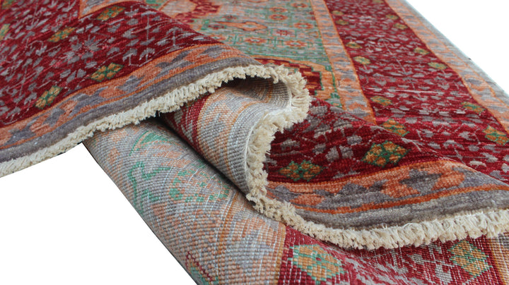 Green-Red 4x6 Ft Hand Knotted Wool Rug - Tribal Mamluk Rug - Medallion Rug - 4x6 Area Rug - Entryway Rug - Small Bedroom Rug - Office Rug-San Francisco Rugs--San Francisco Rugs